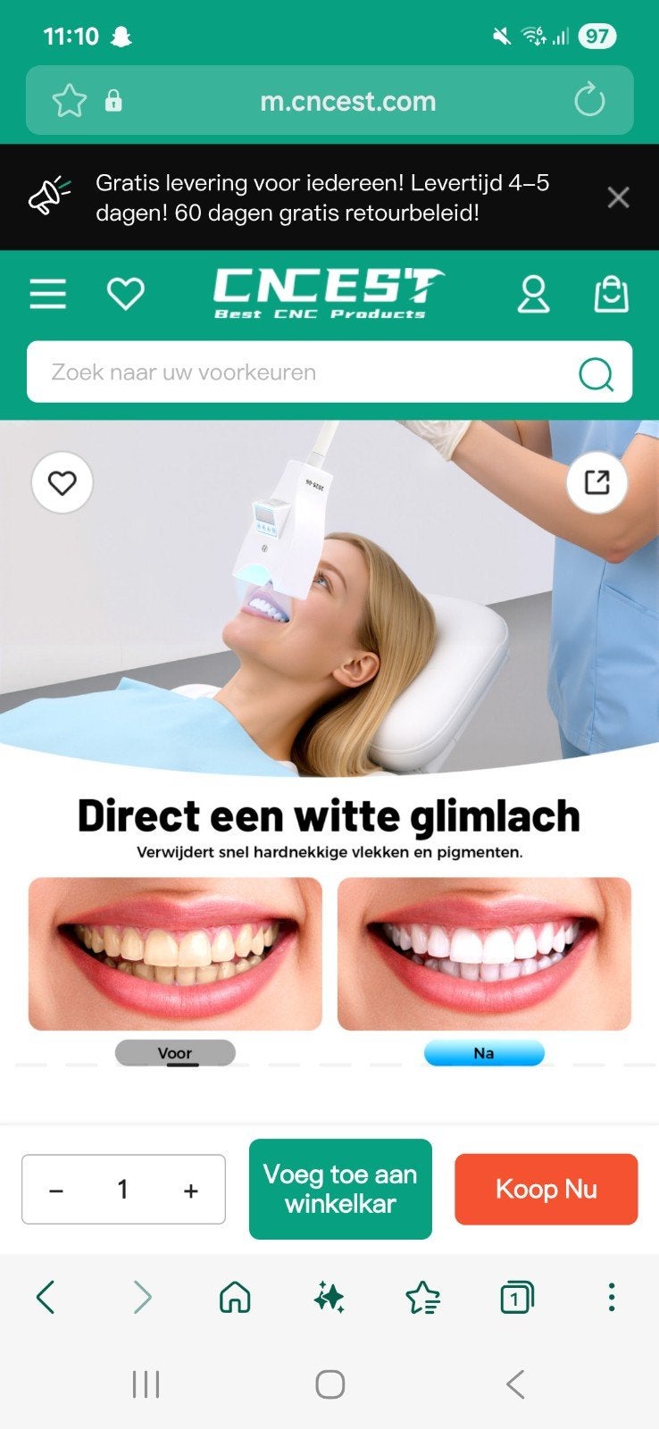 Professionele LED Tandenbleeklamp met Omni-Wielen, Ophalen