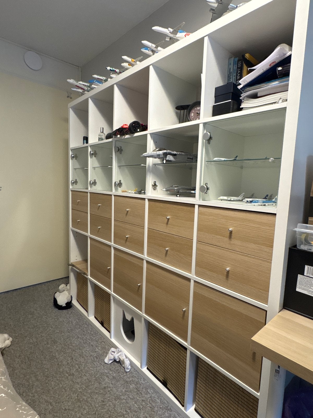 Kallax kast 180x183 cm met lades en deurtjes, Ophalen, Gebruikt, 150 tot 200 cm, Minder dan 100 cm