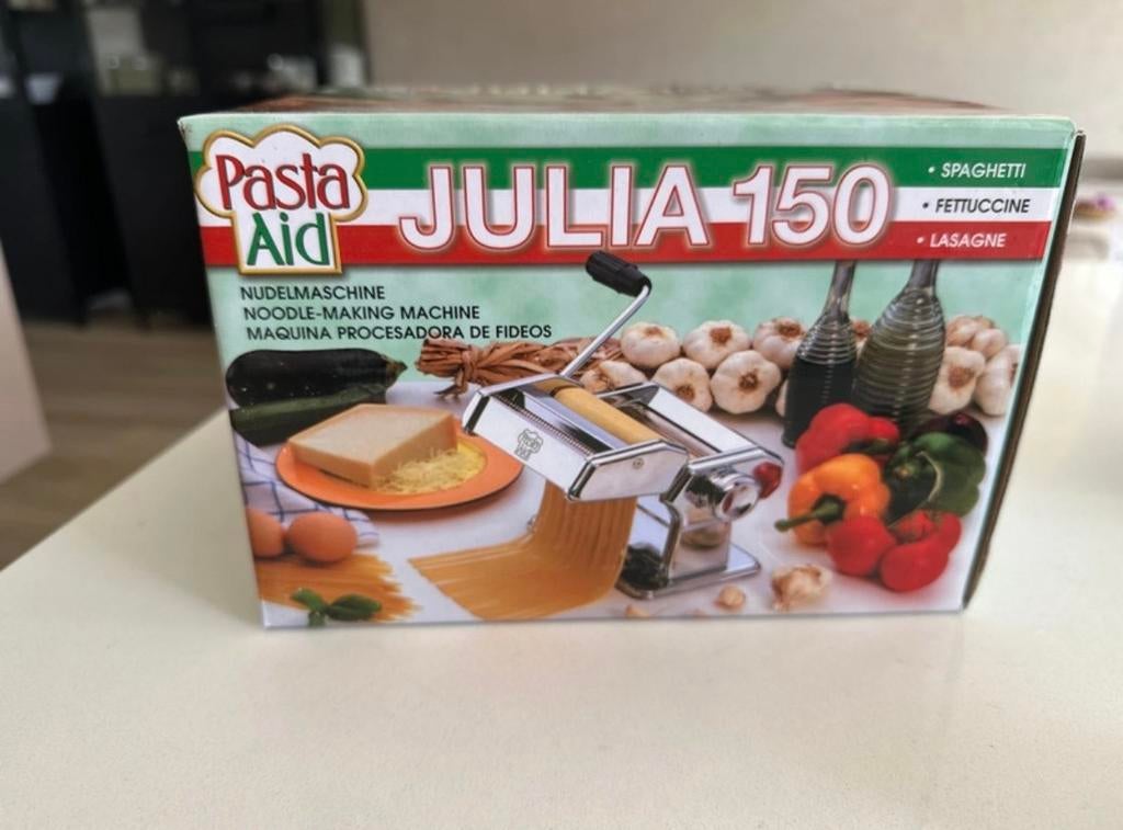 Pastamachine Pasta Aid Julia 150 - spaghetti, fettuccine, la, Gebruikt, Zilver, Ophalen of Verzenden, Metaal