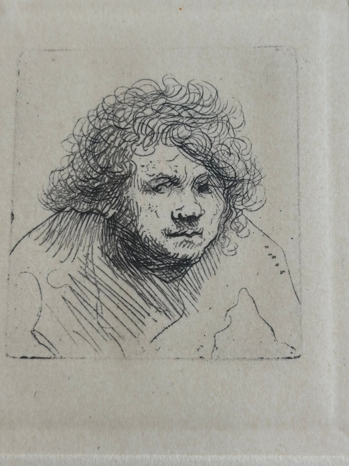 Rembrandt, Self-Portrait Leaning Forward Bust, Etching, Antiek en Kunst, Kunst | Etsen en Gravures, Ophalen of Verzenden