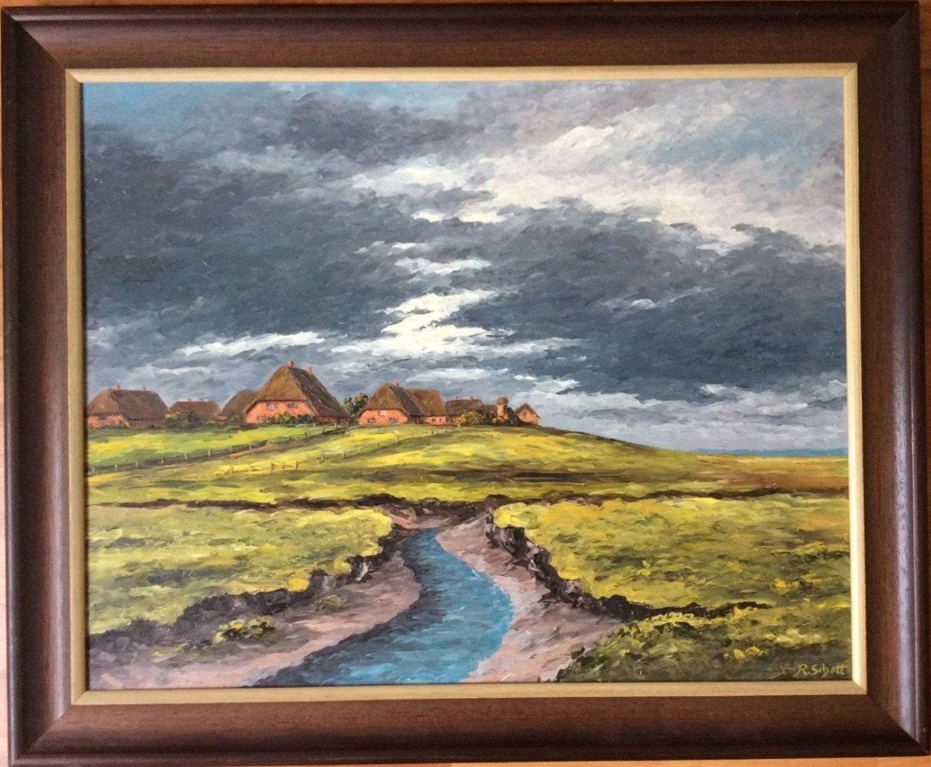 Impressionistisch werk ingelijst Reinhard Schott Wadden, Antiek en Kunst, Ophalen of Verzenden