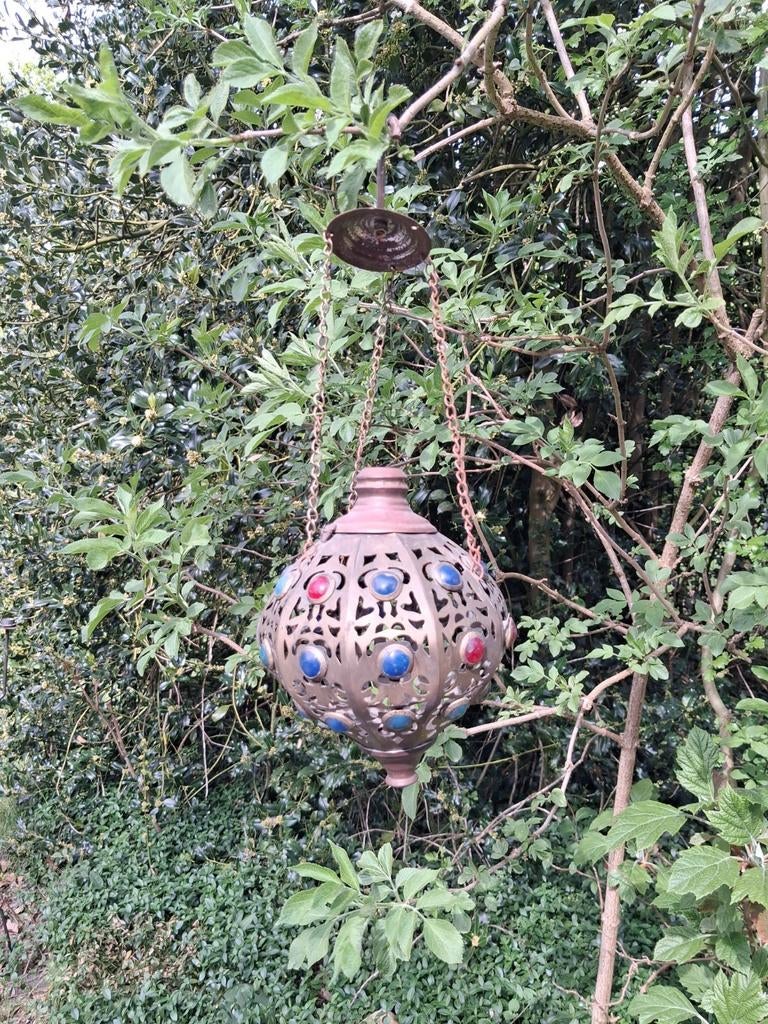 Oosterse Hanglamp met Gekleurde Kralen - Vintage Stijl, Antiek en Kunst, Ophalen of Verzenden