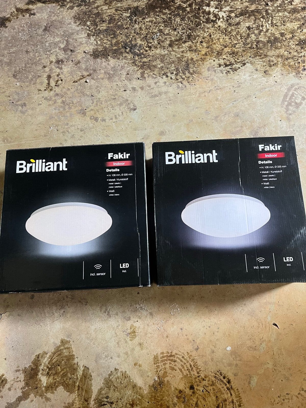 Brilliant Fakir LED plafondlamp met sensor (2 stuks), Metaal, Overige merken, Nieuw, Ophalen of Verzenden