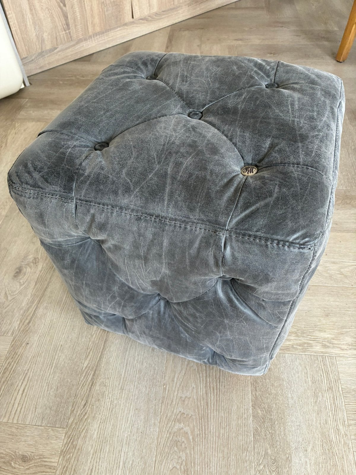 Riviëra Maison hocker/ poef, Ophalen, Vierkant, Zo goed als nieuw, Minder dan 50 cm
