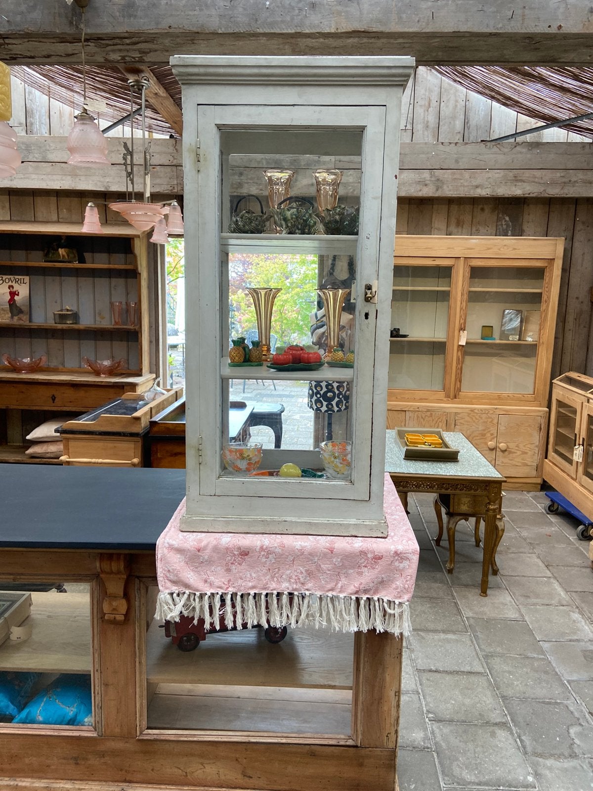 Landelijke Franse vitrine balievitrine toonbankvitrine, Ophalen, Gebruikt, 100 tot 150 cm, 50 tot 100 cm