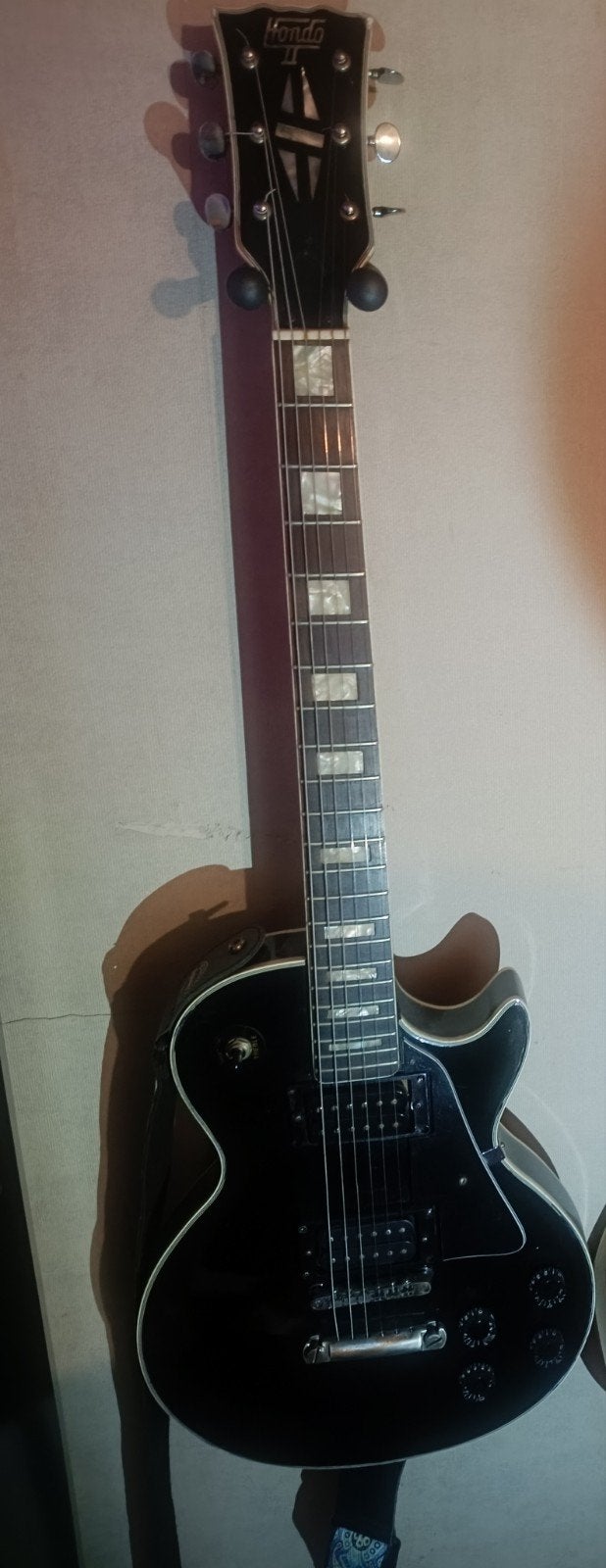 Hondo II Les Paul Stijl Elektrische Gitaar Zwart, Ophalen of Verzenden, Gebruikt, Solid body, Overige merken