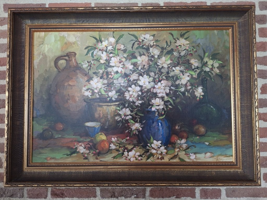 Origineel schilderij van Harrie Zeegers, Antiek en Kunst, Kunst | Schilderijen | Klassiek, Ophalen, Bijzondere lijst, Bloemen