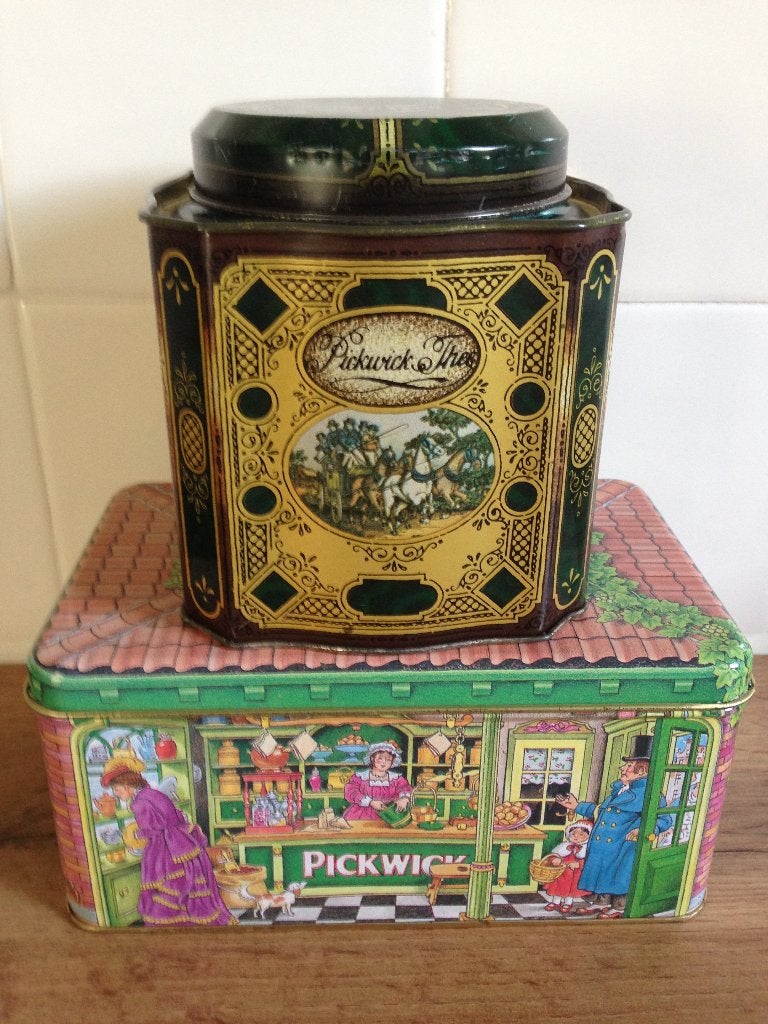 🫖2 Vintage PICKWICK D.E Thee blikken., Ophalen of Verzenden, Gebruikt, Thee, Pickwick
