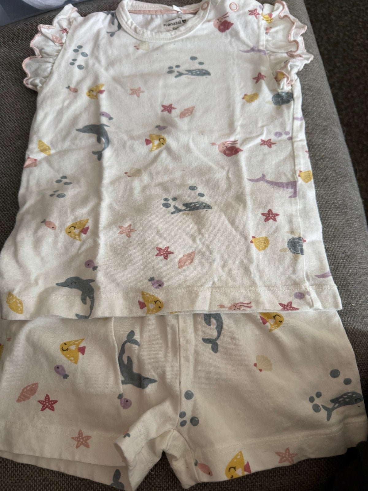 Zomerse pyjama Prénatal maat 86 met zeedieren print, Ophalen, Gebruikt, Meisje, Setje
