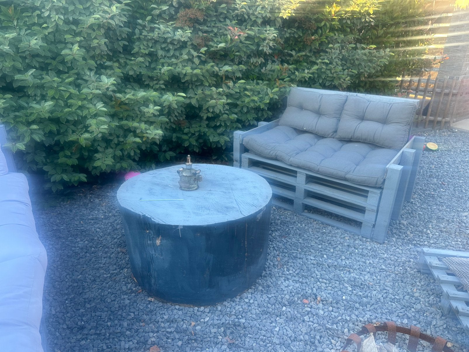 Palletbankjes met kussens, Tuin en Terras, Tuinsets en Loungesets, Ophalen, Gebruikt