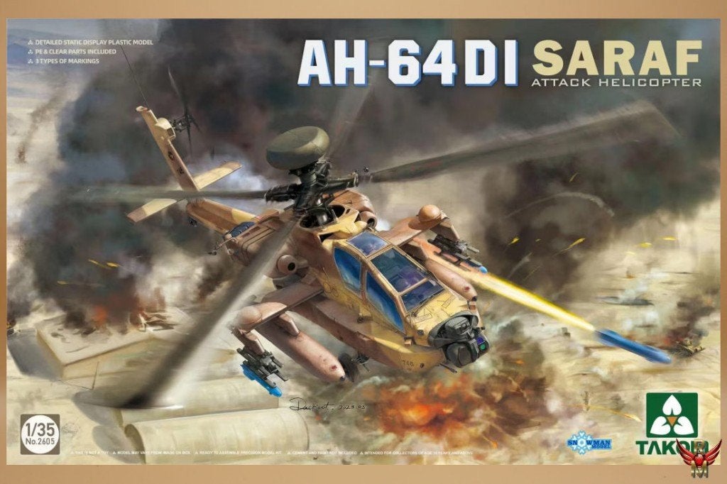 ROWASP OUTLET | Takom 1/35 2605 AH-64DI SARAF Attack Heli, Overige merken, Gebruikt, Takom, Helikopter