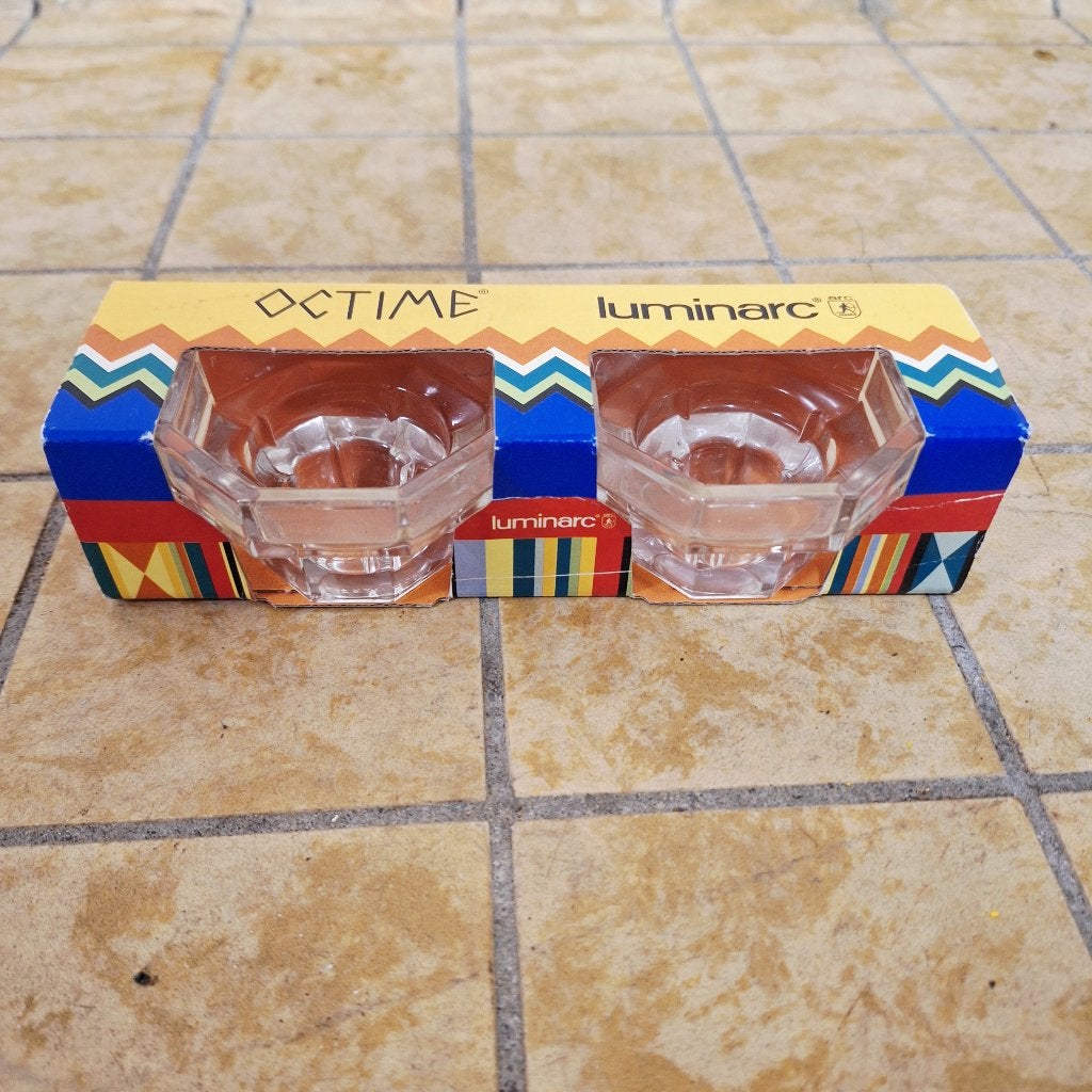 Nieuwe Vintage Luminarc Octime Kandelaars in Doos, Huis en Inrichting, Woonaccessoires | Kandelaars en Kaarsen, Overige materialen