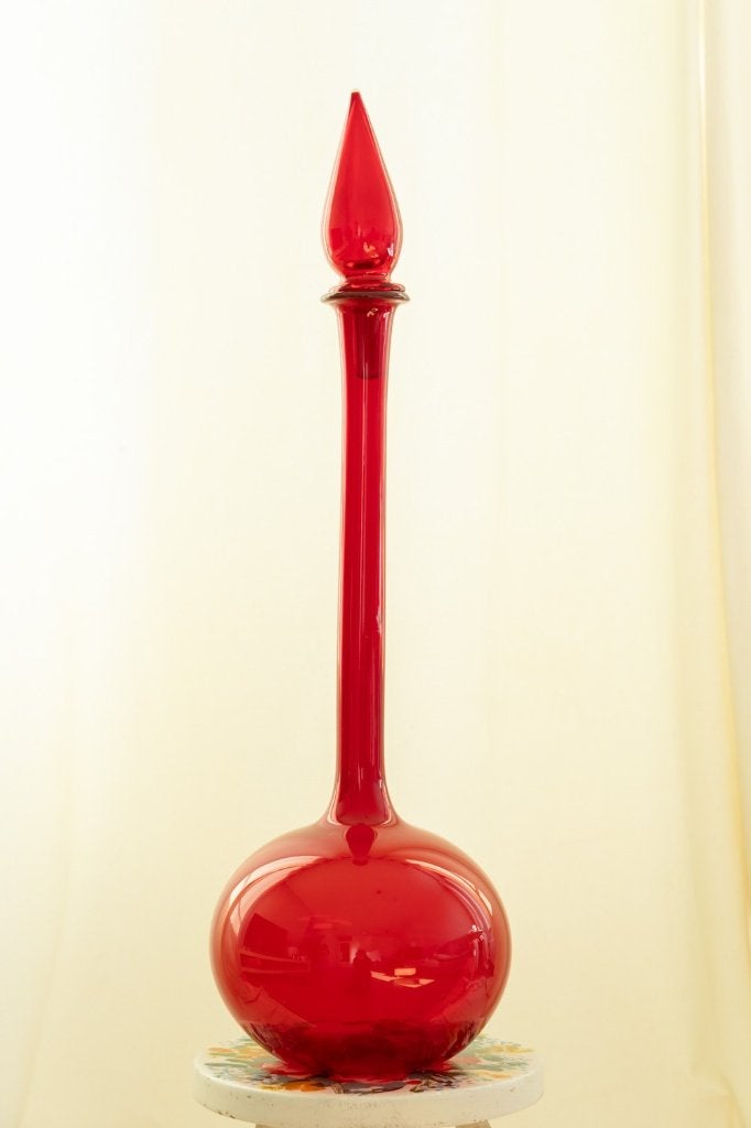 Empoli rode glazen karaf, Genie bottle, 62cm hoog, Antiek en Kunst, Ophalen