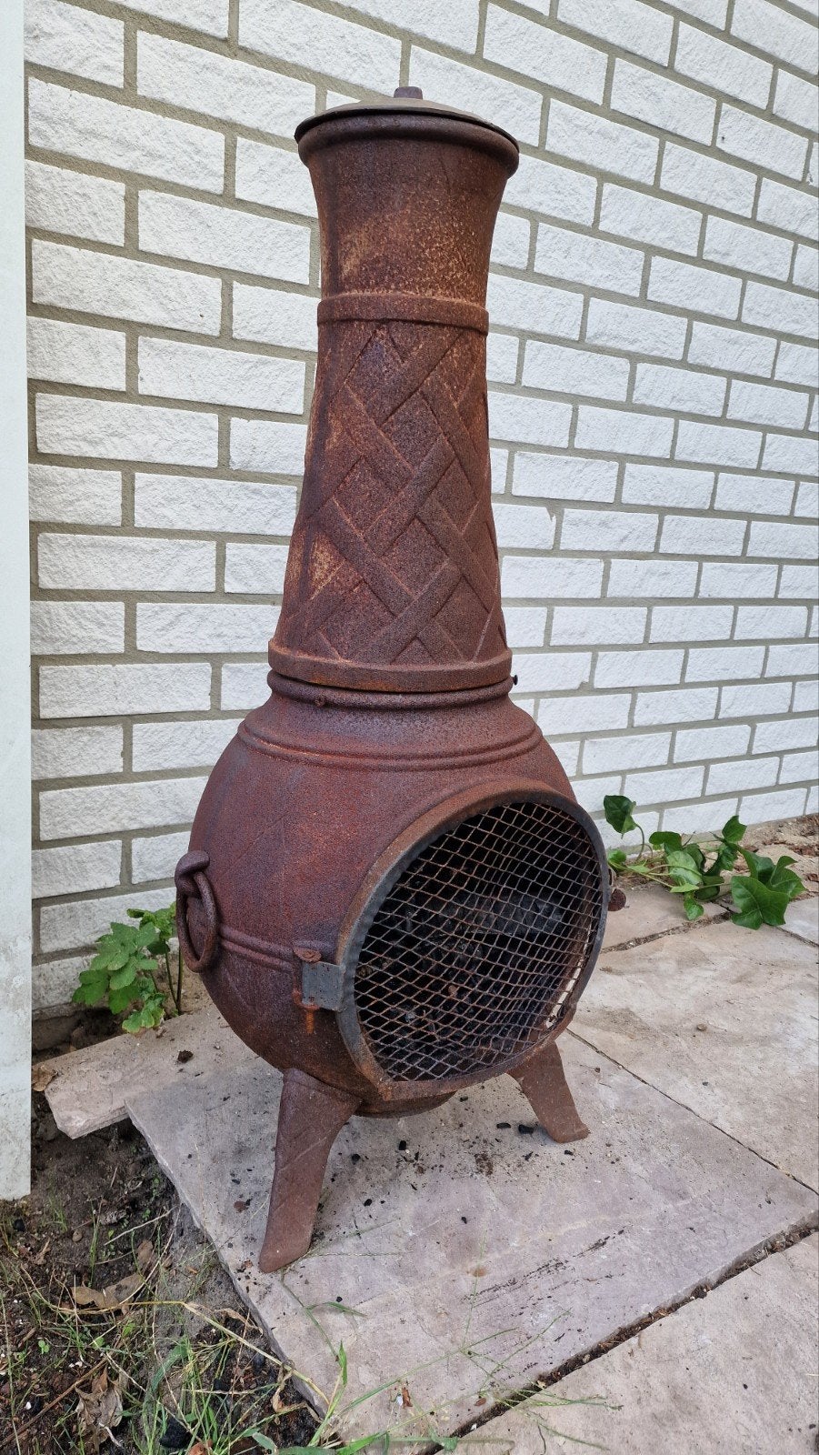 Rustieke gietijzeren vuurkorf / terrashaard, Ophalen, Gebruikt, Vuurkorf
