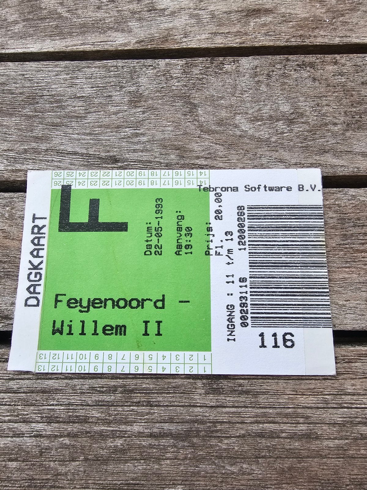 Kaartje feyenoord-willen II 22-05-1993, Verzenden, Feyenoord, Poster, Plaatje of Sticker