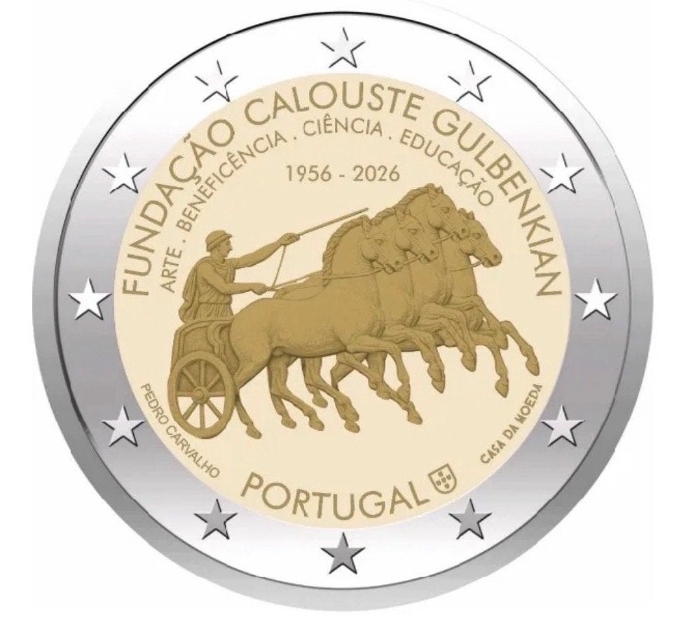 2 euro Portugal “Calouste Gulbenkian-stichting’’ UNC 2026, Verzenden, Portugal, 2 euro, Losse munt