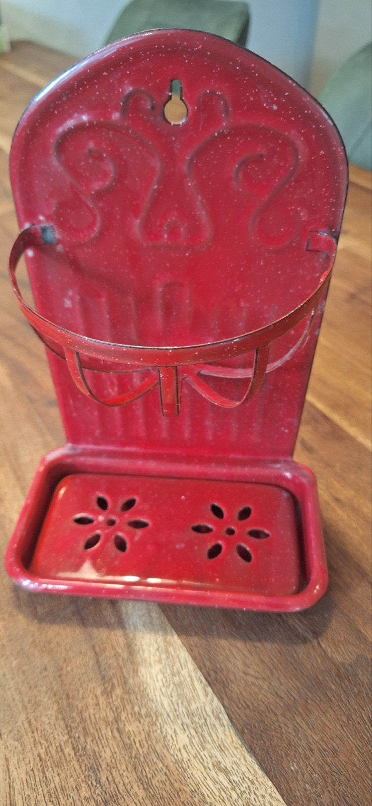 Ouderwets rood zeepbakje van emaille, Antiek en Kunst, Ophalen