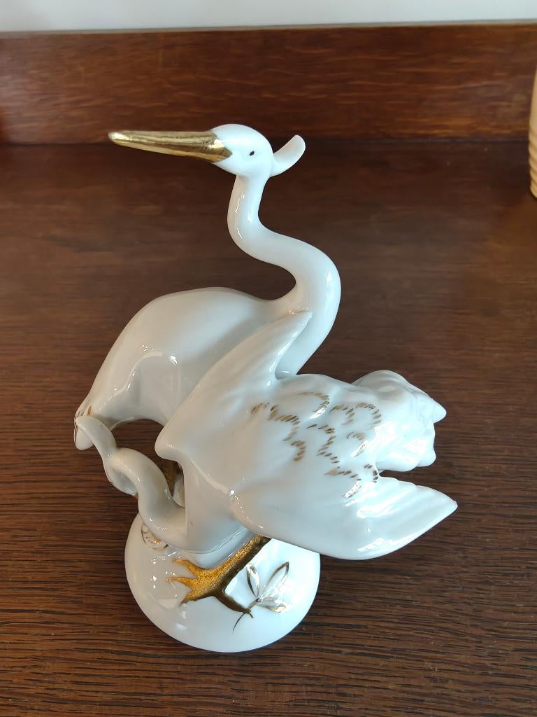 Beeldje kraanvogels Royal Dux porselein, Ophalen of Verzenden