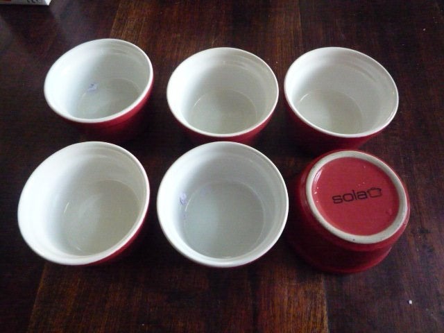 6 rode soufflee Ramekin oven schaaltjes  Ø 9 x 5 cm Sola, Ophalen of Verzenden, Nieuw, Overige materialen