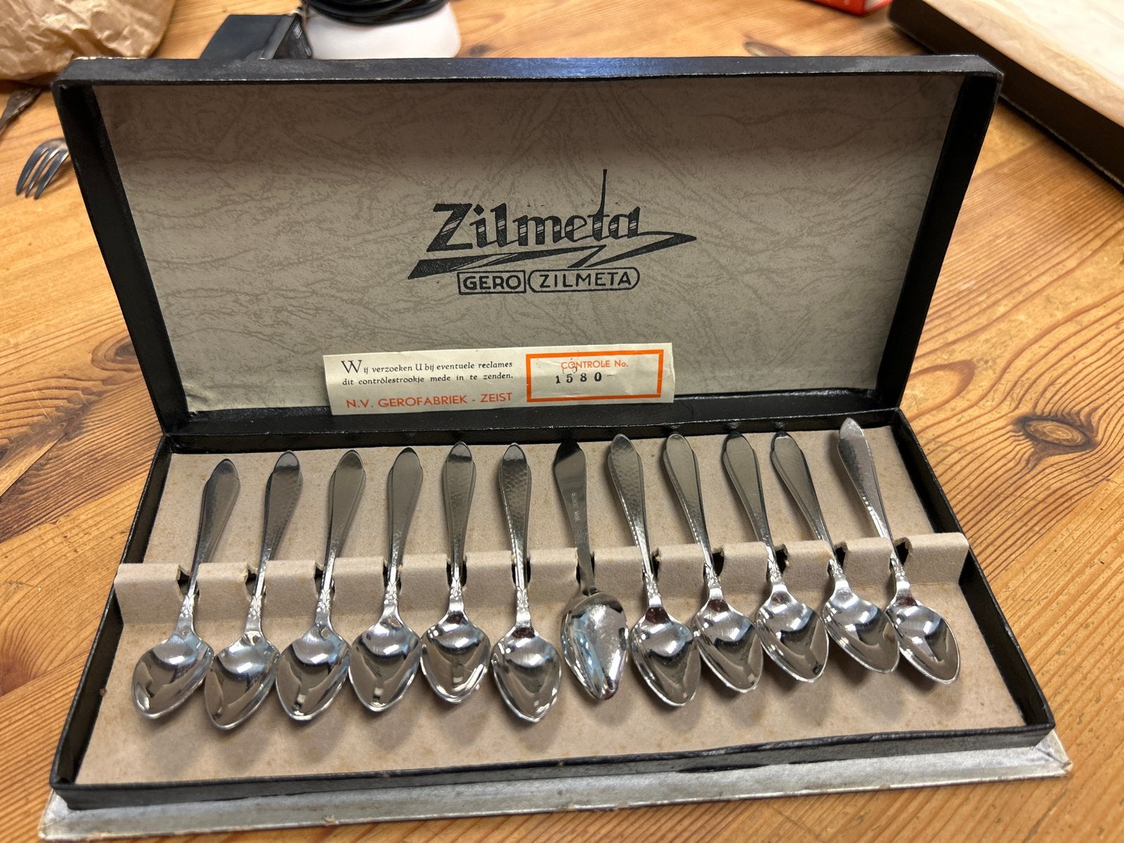Vintage Zilmeta Gero theelepels in originele doos, Ophalen of Verzenden