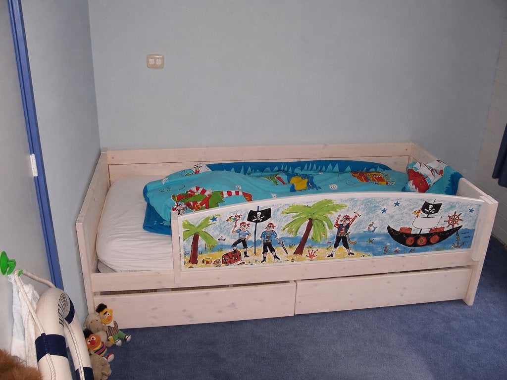 Lifetime kinderbed 90x200 met opberglades | Massief hout, Ophalen, 85 tot 100 cm, Gebruikt, Lattenbodem
