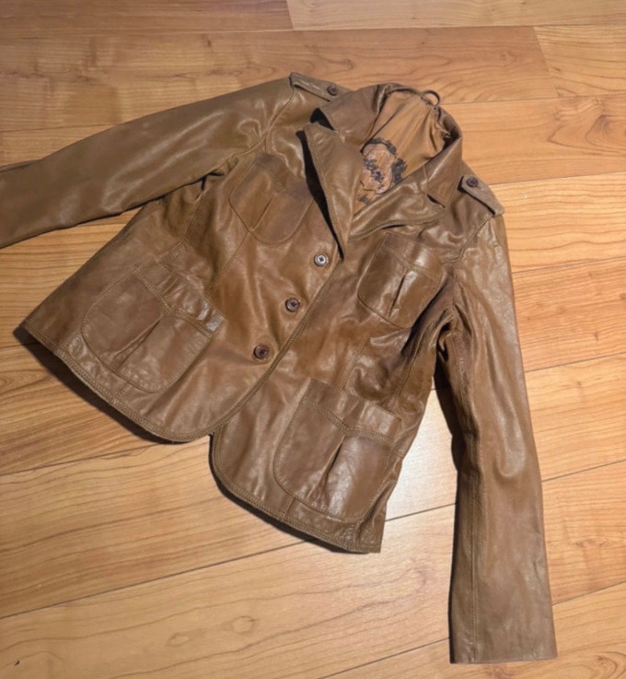 Mooie Rebel by Rino & Pelle leren jas maat 44, Ophalen of Verzenden, Gedragen, Maat 42/44 (L), Bruin