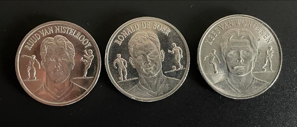 Setje voetbal munten Ruud van Nistelrooy, Ronald de Boer, Ke, Setje, Koningin Beatrix, Zilver, Overige waardes
