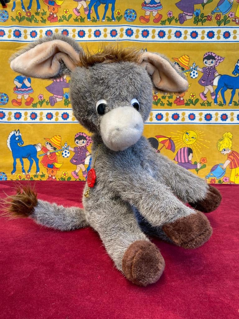 Hermann Teddy Original ezel, vintage pluche ezeltje jaren 70, Ophalen of Verzenden
