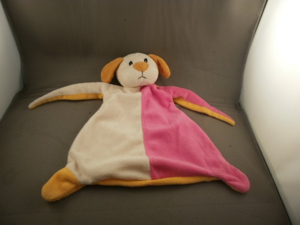 toi-toys hond wit geel roze oranje  velours gestikte ogen, Overige merken, Nieuw, Middelgroot (20 tot 80 cm), Meerkleurig