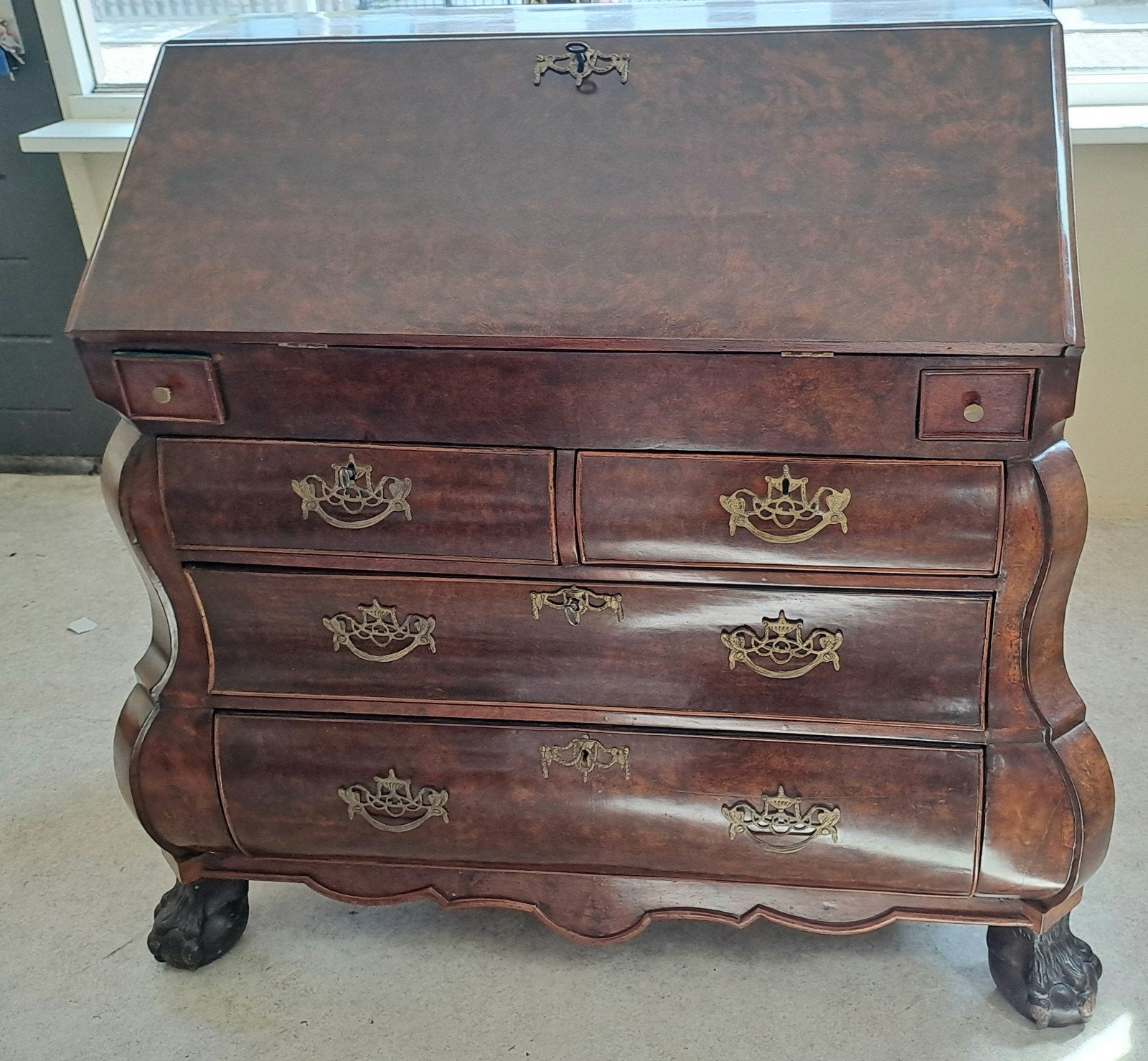 Foto 12 van Antieke Barok Secretaire Mahonie op Eikenhout ca. 1800