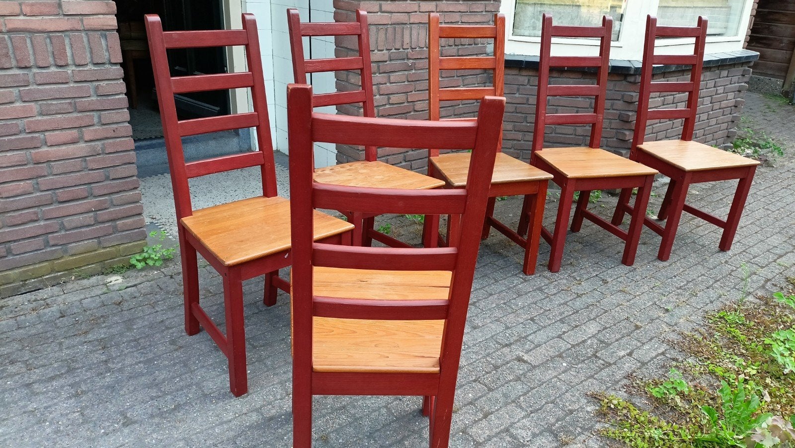 6 Ikea eetkamer stoelen., Ophalen, Gebruikt, Rood, Vijf, Zes of meer stoelen