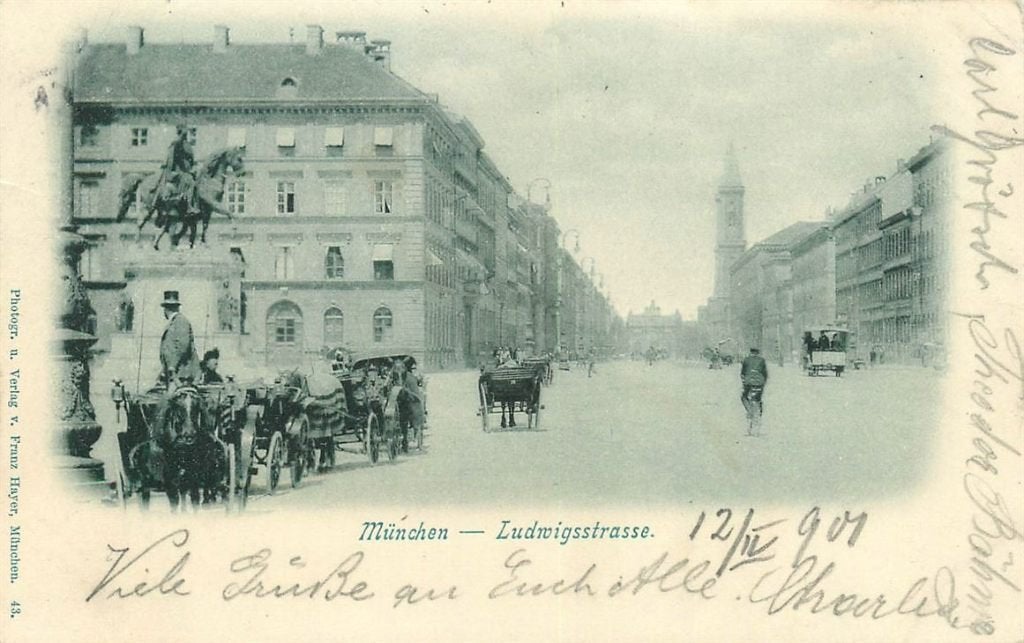 379-012-017 Munchen Ludwigsstrasse, Verzamelen, Ophalen of Verzenden, Voor 1920, Duitsland