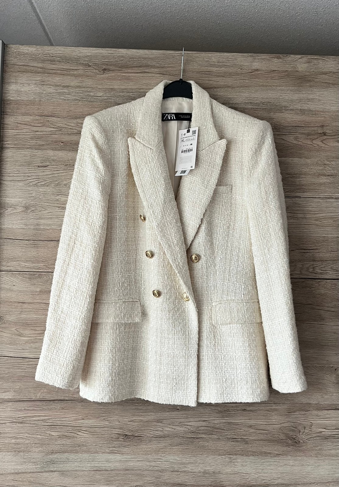 Nieuw Zara XL colbertje jasje Ecru beige Gemêleerd Goud, Kleding | Dames, Jasjes, Kostuums en Pakken, Beige, Maat 42/44 (L), Nieuw