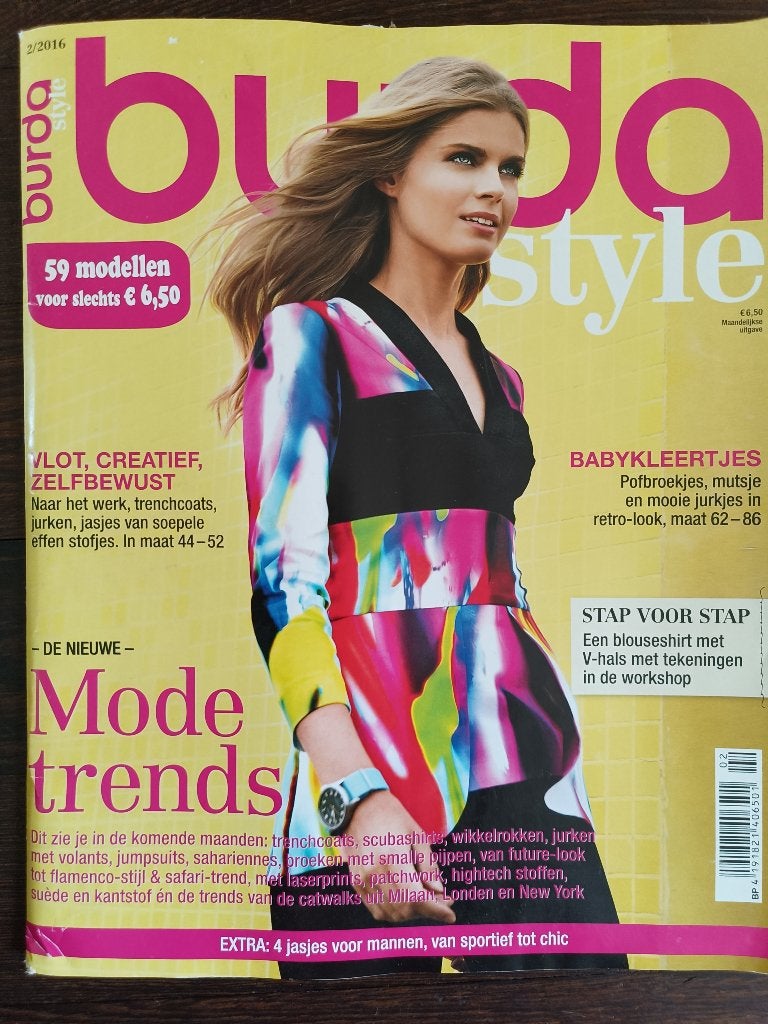 Burda Style februari 2016 mode trends en patronen, Hobby en Vrije tijd, Kledingpatronen, Ophalen of Verzenden, Zo goed als nieuw