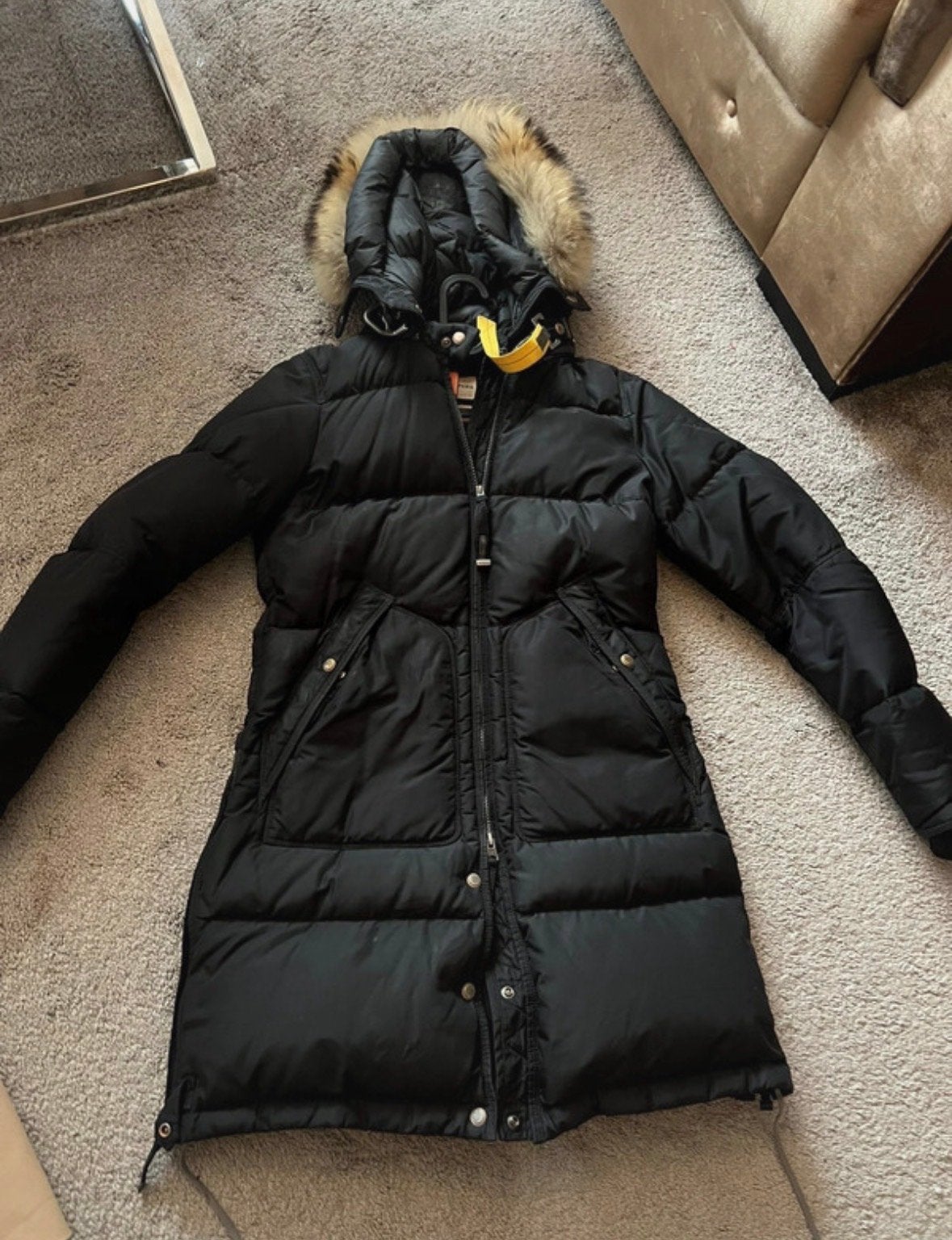 Parajumpers Long Bear Jas Zwart Maat S, Kleding | Dames, Jassen | Winter, Ophalen of Verzenden, Zo goed als nieuw, Maat 36 (S)