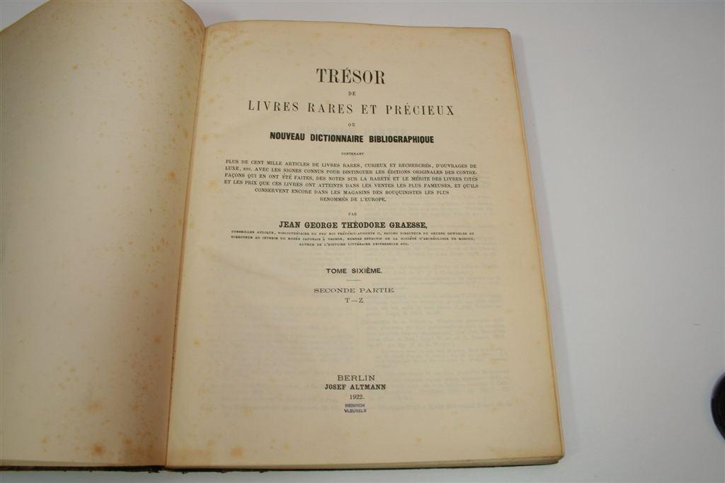 Antiek Woordenboek Zeldzame Boeken — Johann Graesse [1922], Ophalen of Verzenden