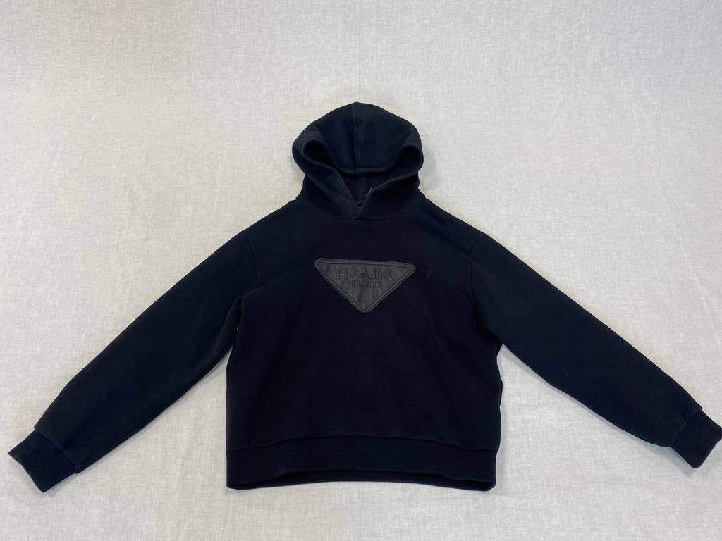 Prada Hoodie Leather Patch Black Size M, Verzenden, ., Zwart, Zo goed als nieuw