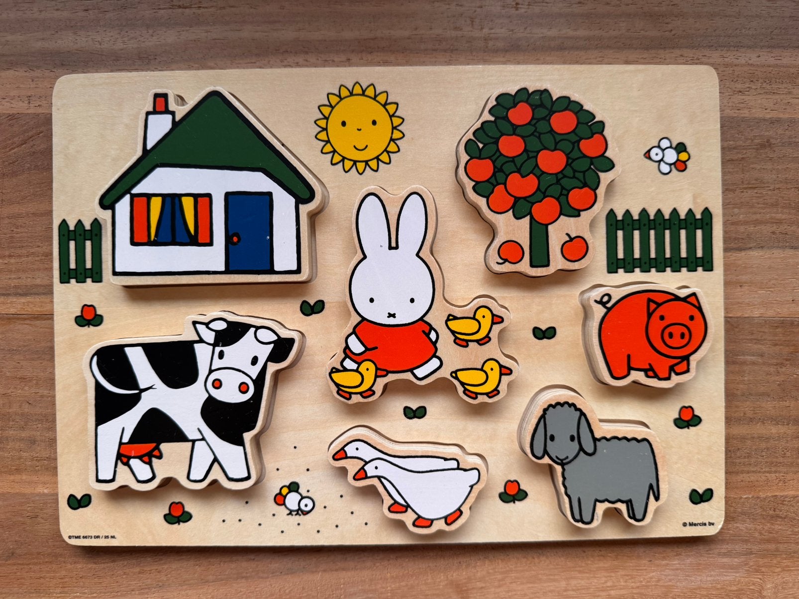 Houten Nijntje Vormenpuzzel Boerderij Mercis/Bambolino Nieuw, Ophalen of Verzenden, Minder dan 10 stukjes, Zo goed als nieuw, Van hout