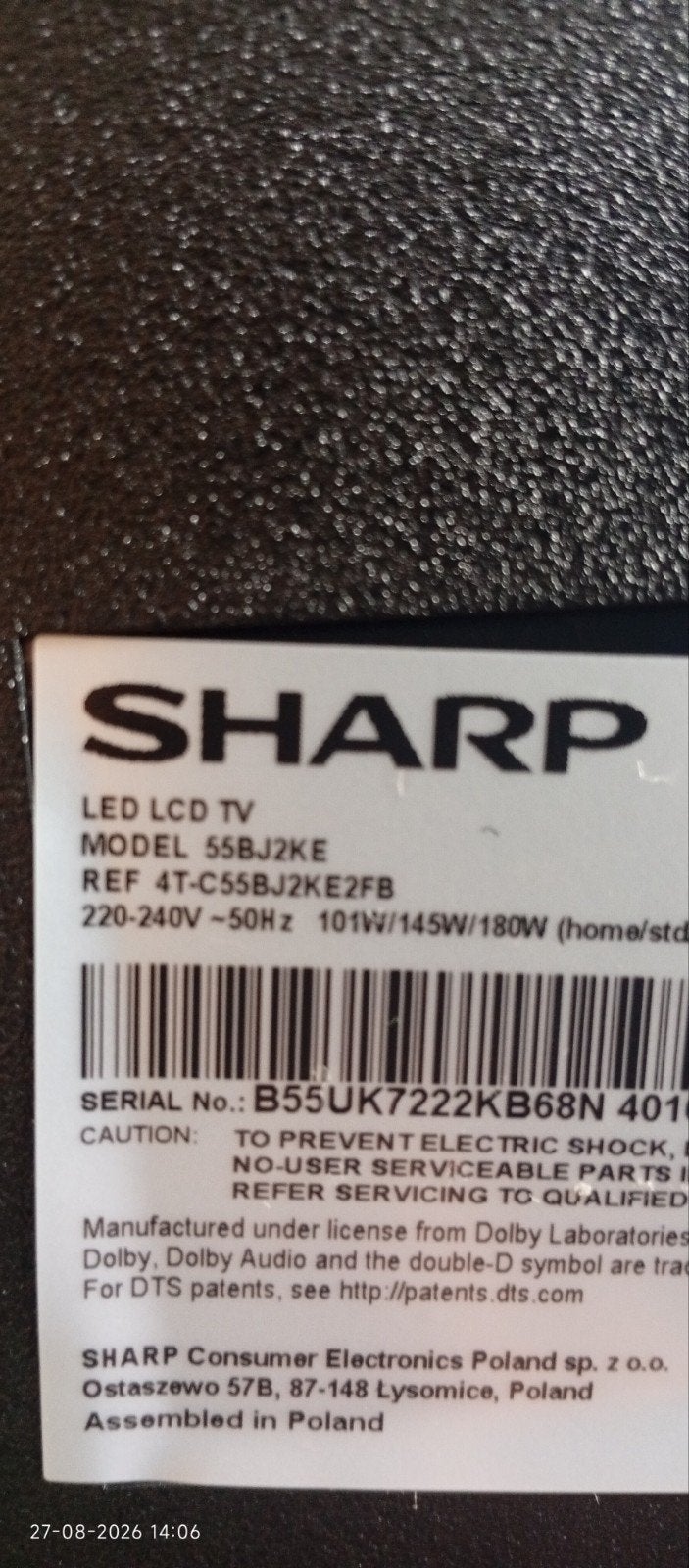 Sharp 55 inch led tv ..3 hdmi..vandaag 25euro, 50 Hz, Ophalen of Verzenden, 40 tot 60 cm, Sharp
