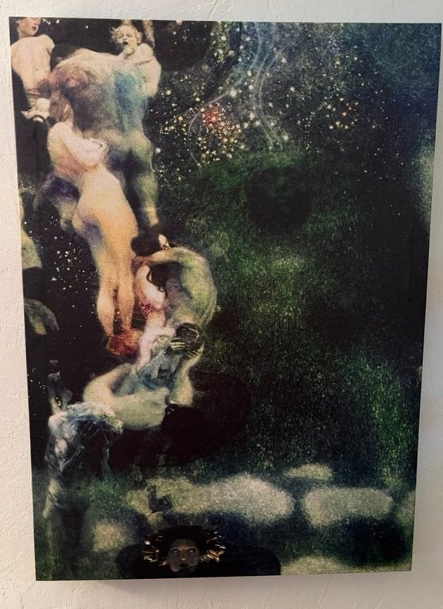 Gustav Klimt Filosofie print op canvas 50x70cm, Doek, Portret of Personen, Surrealisme, Ophalen of Verzenden