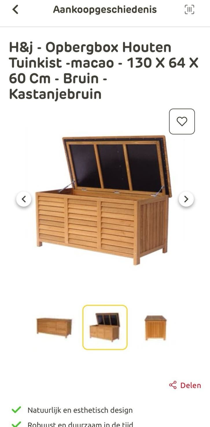 NIEUW IN DOOS - Opbergbox Houten Tuinkist, Ophalen, Zo goed als nieuw, Hout, Overige typen