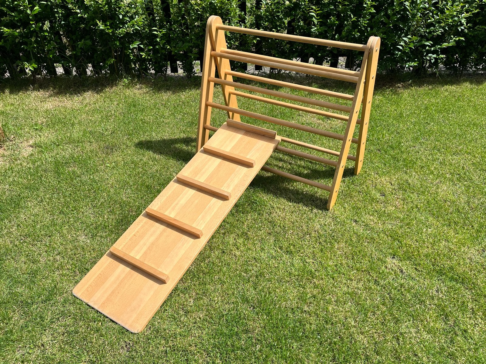 Houten Montessori klimrek met verstelbare glijbaan/trap, Ophalen of Verzenden, Gebruikt, Klimwand