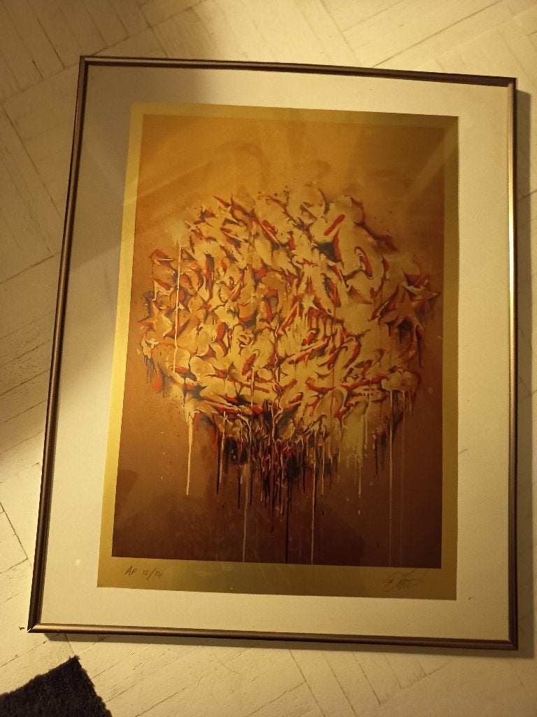 schilderij zeefdruck framed, Abstract, Overige technieken, Ophalen of Verzenden, Gesigneerd