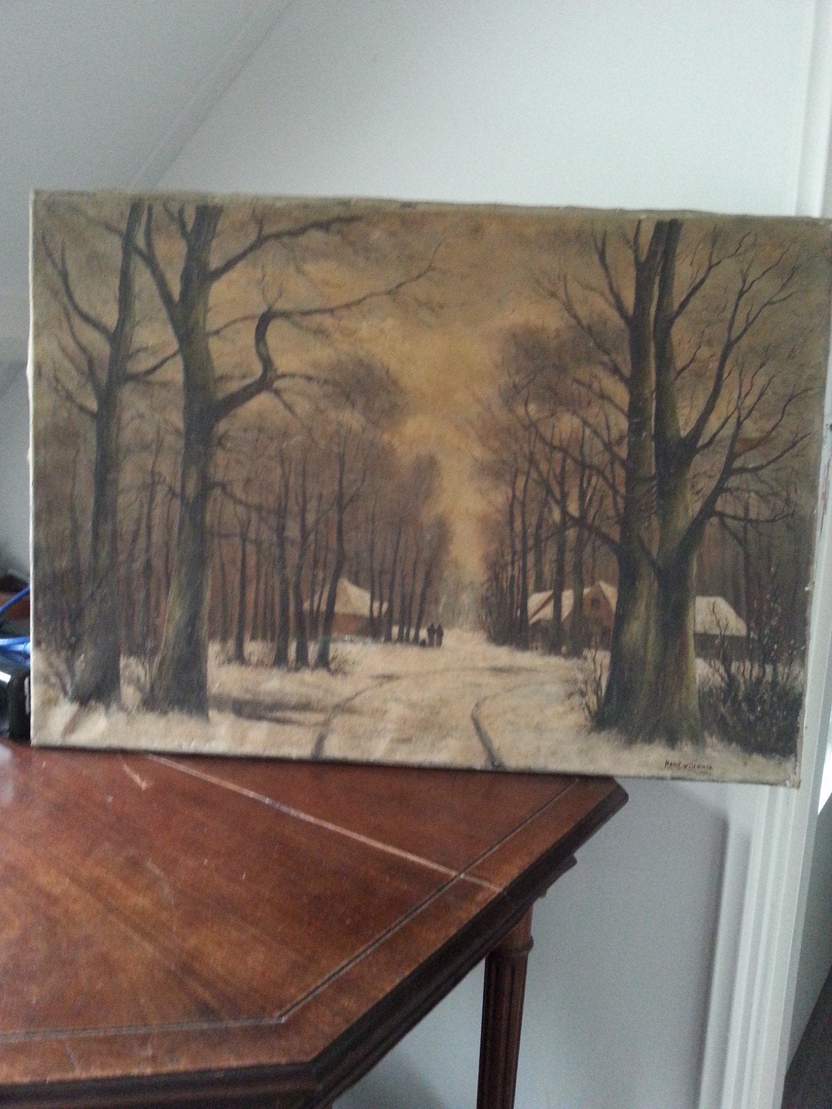 Prachtig schilderij winterlandschap van henk willemse., Ophalen