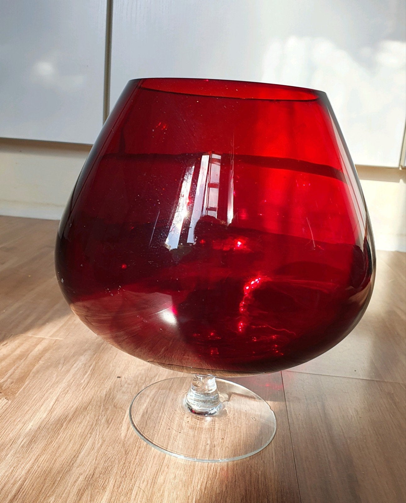 Grote rode cognacglas vaas vintage decoratie, Ophalen of Verzenden