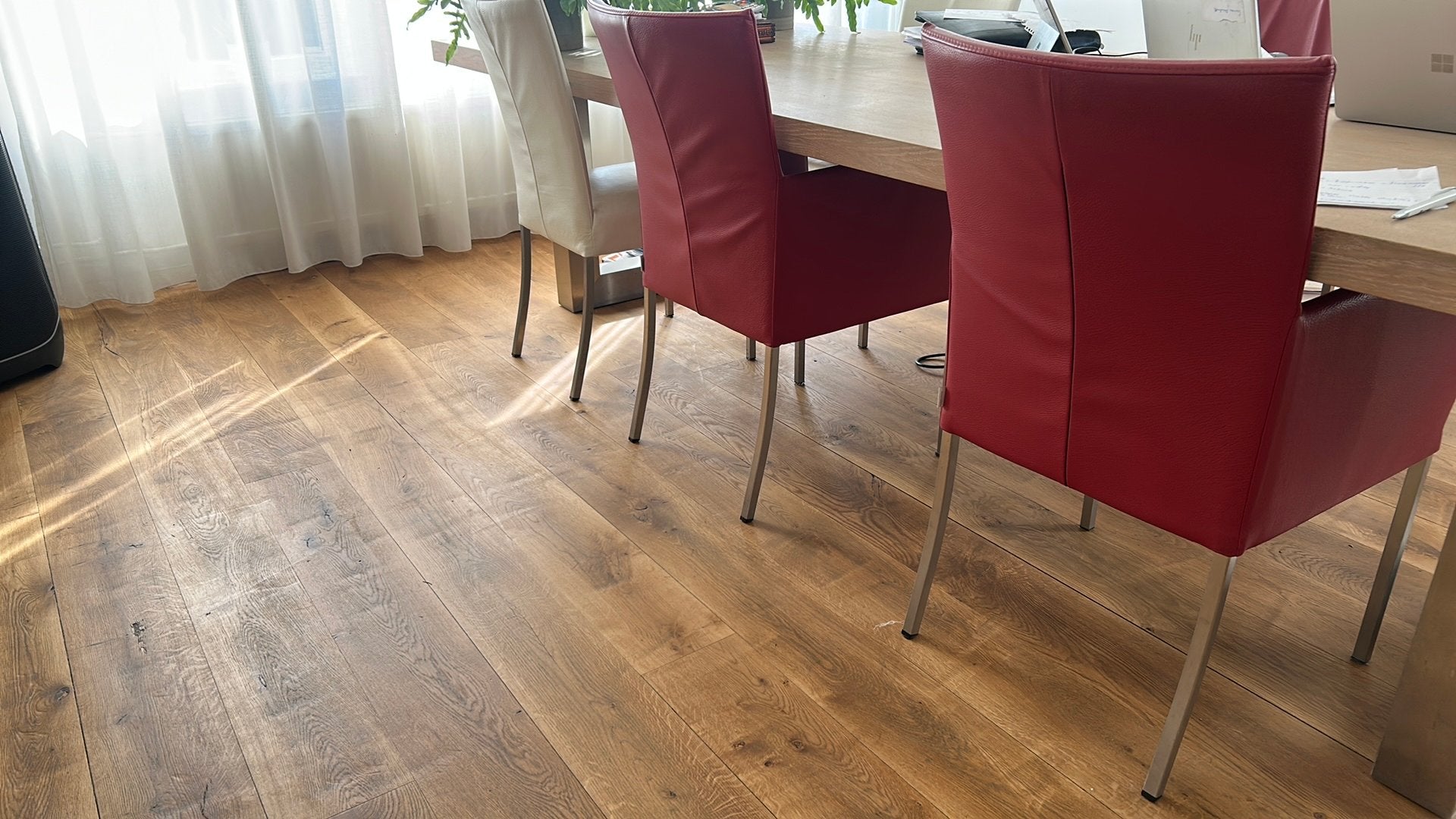Leren design eetkamer stoelen, Ophalen, Zo goed als nieuw, Rood, Vijf, Zes of meer stoelen