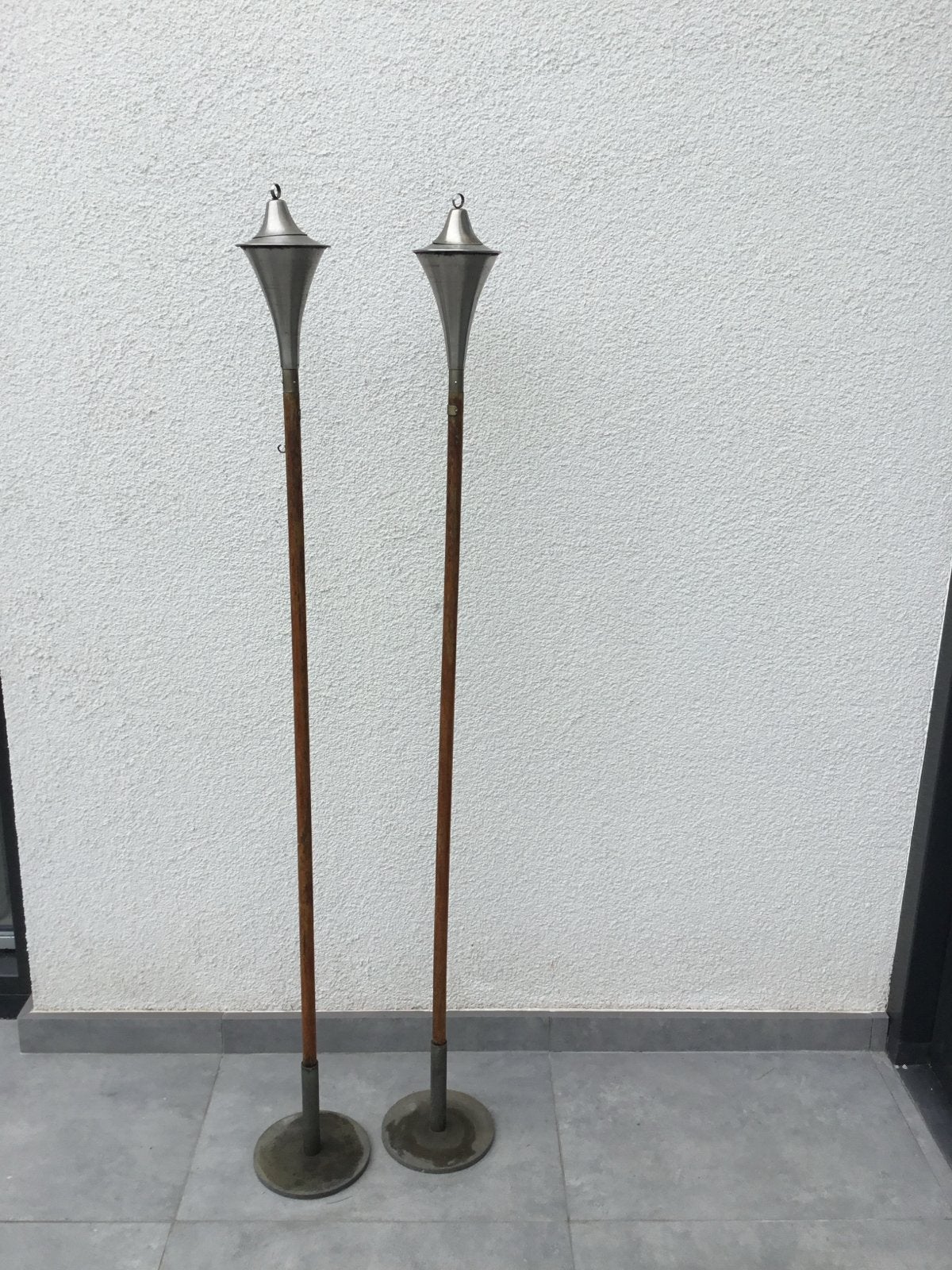 Set van 2 rvs tuinfakkels, Tuin en Terras, Fakkels, Ophalen, Gebruikt