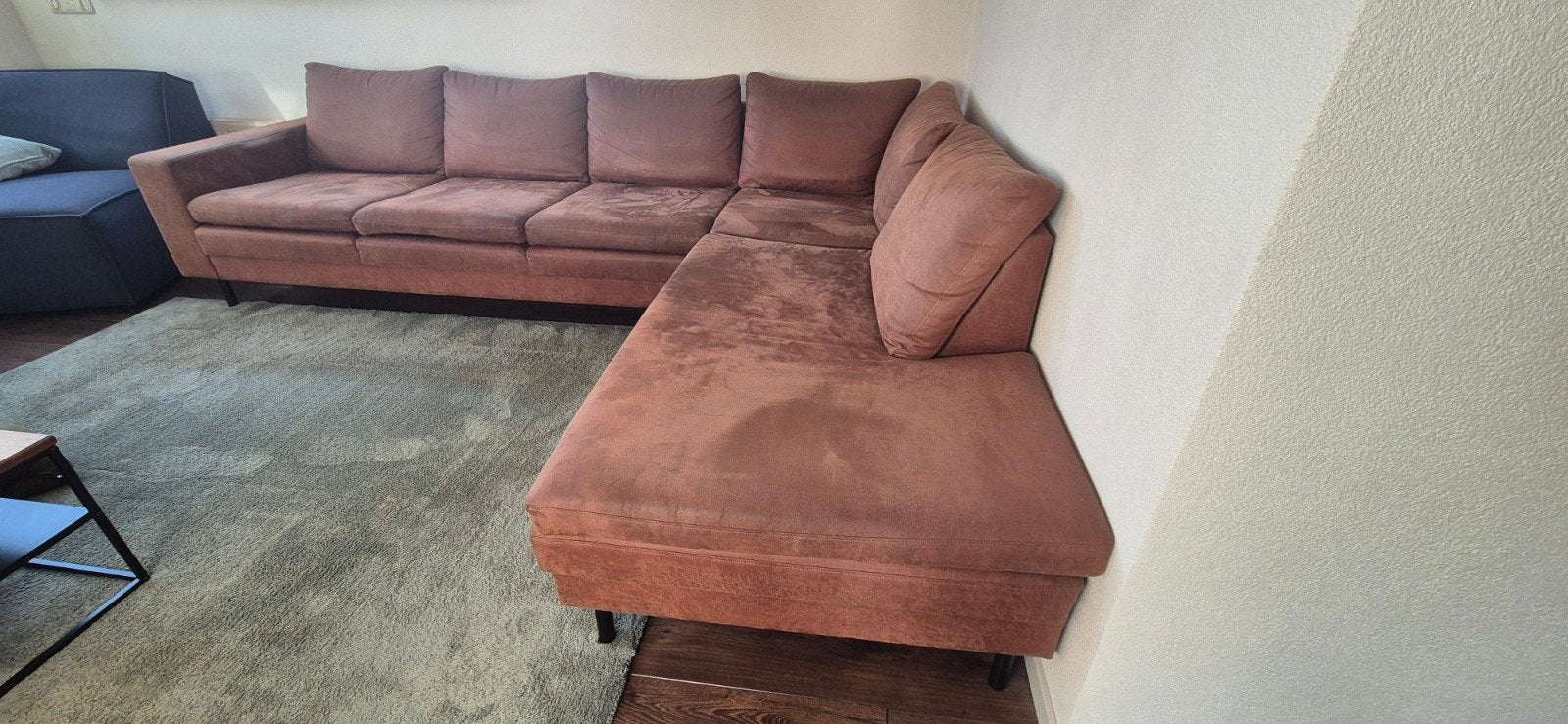 Nette cognac hoekbank - 285x215 cm, Ophalen, 250 tot 300 cm, Gebruikt, Hoekbank