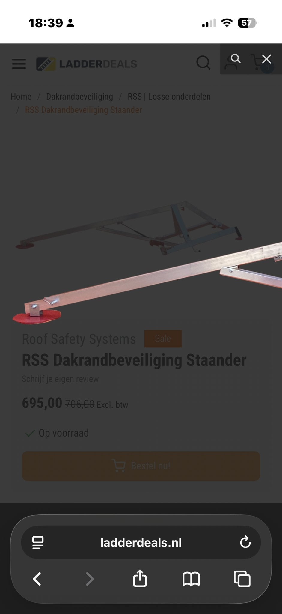 Gezocht voet van de rss staander, Doe-het-zelf en Verbouw, Ophalen, Nieuw, Daksteiger, Minder dan 2 meter