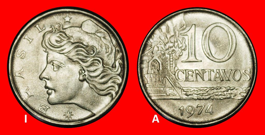 Ⰺ EFFIGY (1967-1979): BRAZIL 10 CENTAVOS 1974! DISCOVERY!, Ophalen of Verzenden, Zuid-Amerika, Losse munt